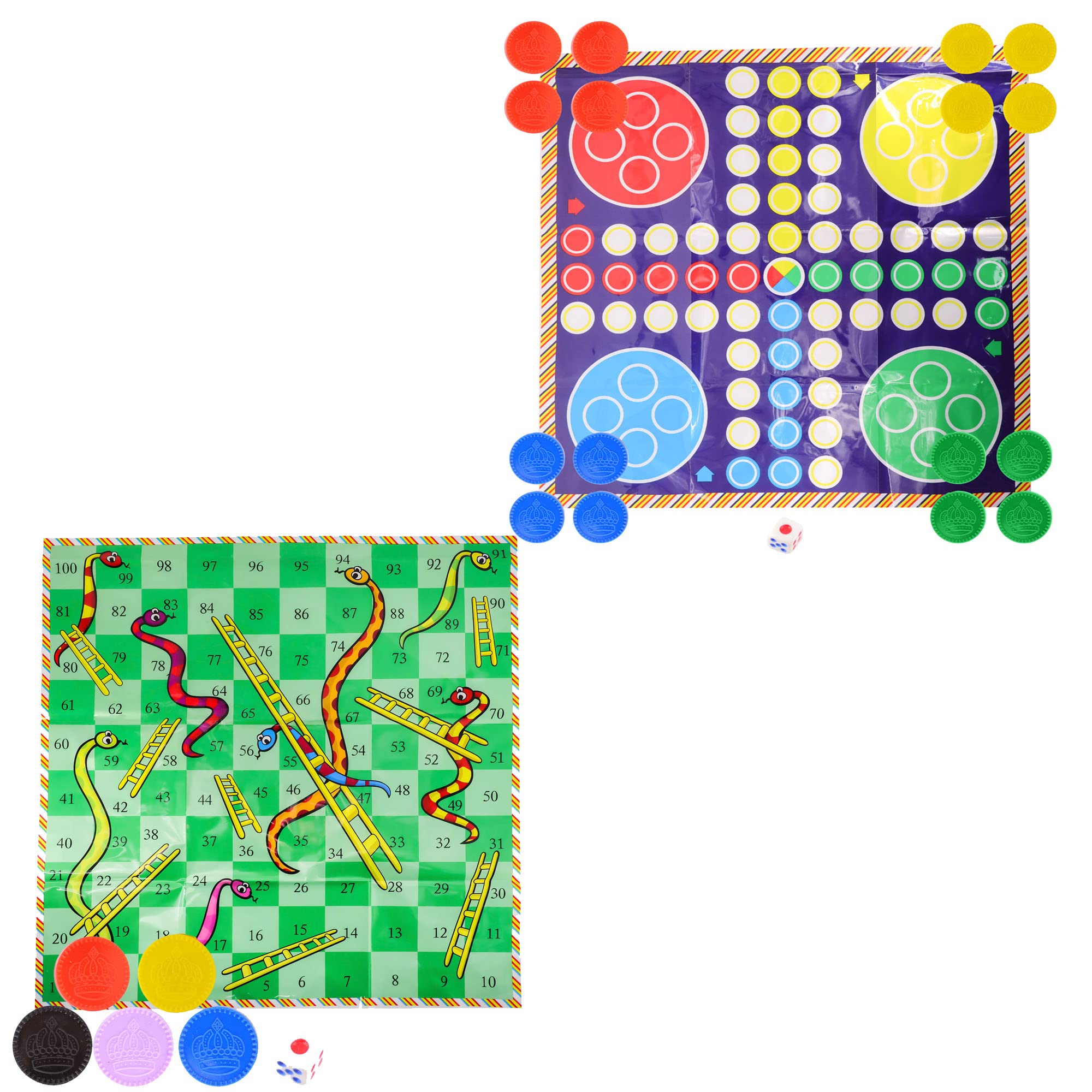 Snakes & Ladders and Ludo Giant Board Game Set Classic Entertainment Fun for the Whole Family, Waterproof Game Play sheet, Activities, Suitable for Indoor or Outdoor Play