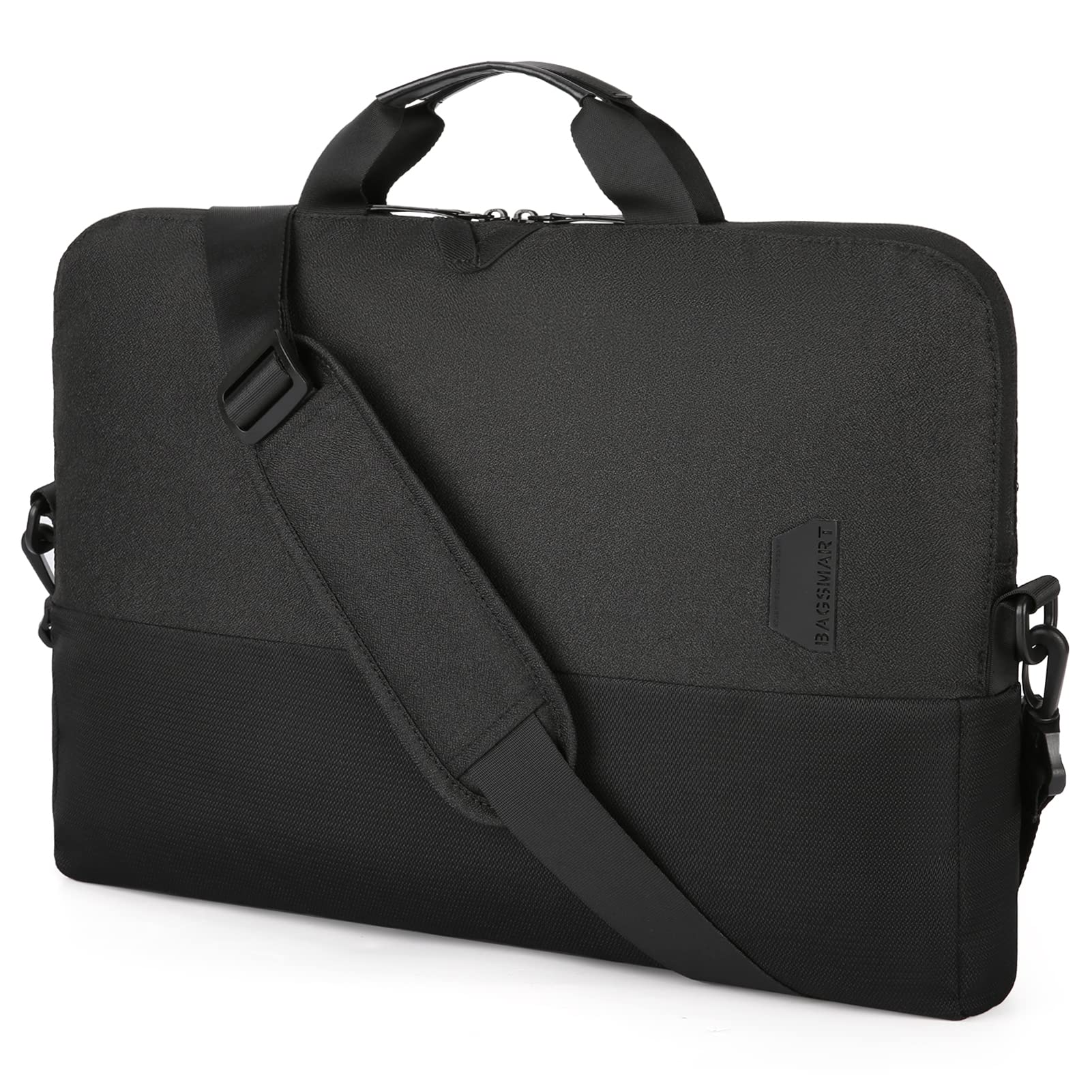 BAGSMART 15.6 Inch Laptop Case for Business Travel, Water-Resistant Protective Computer Bag, Office Briefcase Organizer, Black