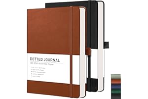 RETTACY Bullet Dotted Journal Notebook, 2-Pack, 160 Numbered Pages per Pack, A5 Medium Size (14.5 × 21 cm), 120 GSM Thick Pap