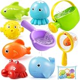 Baby Bath Toys for Kid, Squeezable Bathtub Toys Water Pool Toy for Boy Girl | 10PCS Floating Pool Toy for Kids, Squeezable Water Toys with Kids Watering Can Storage Bag, Sea Animal Toys Girl Boy Gift