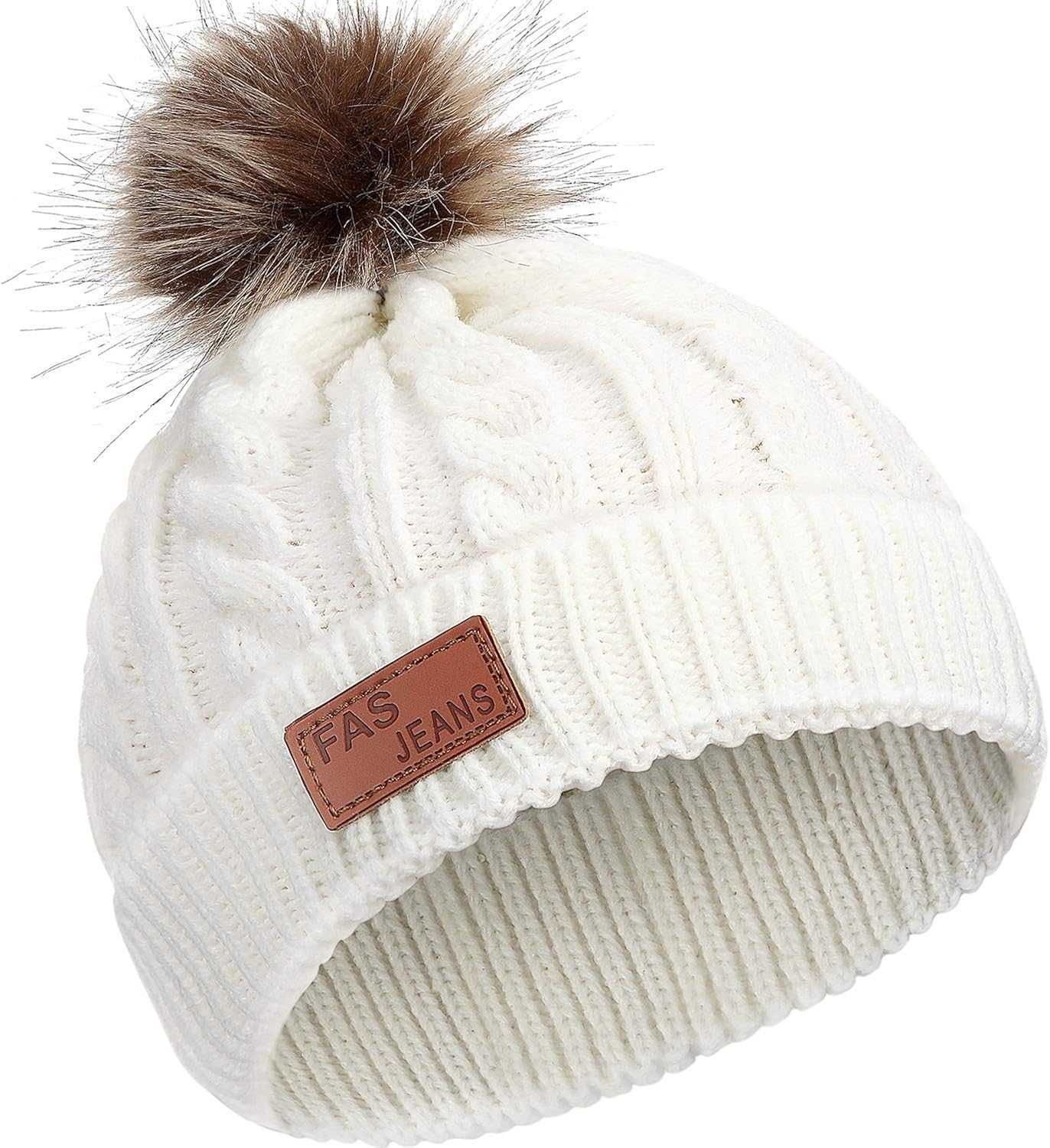 white fur baby hat