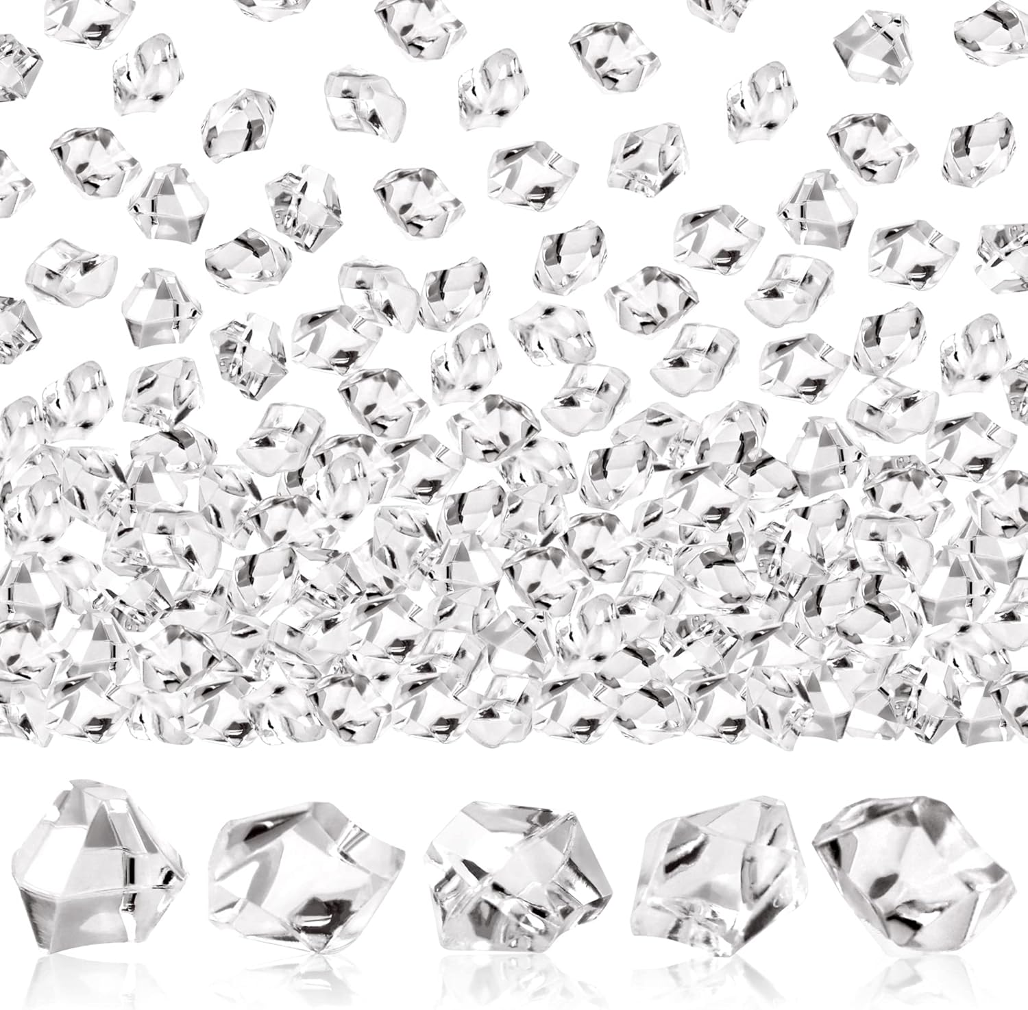 Vase Fillers - UPlama 600PCS Fake Crushed Ice Rocks, Acrylic Diamond Crystals Fake Diamonds Plastic Clear Ice Cubes Diamond Table Scatters Acrylic Gems For Vase Fillers Home Decoration Wedding Birthday (White)