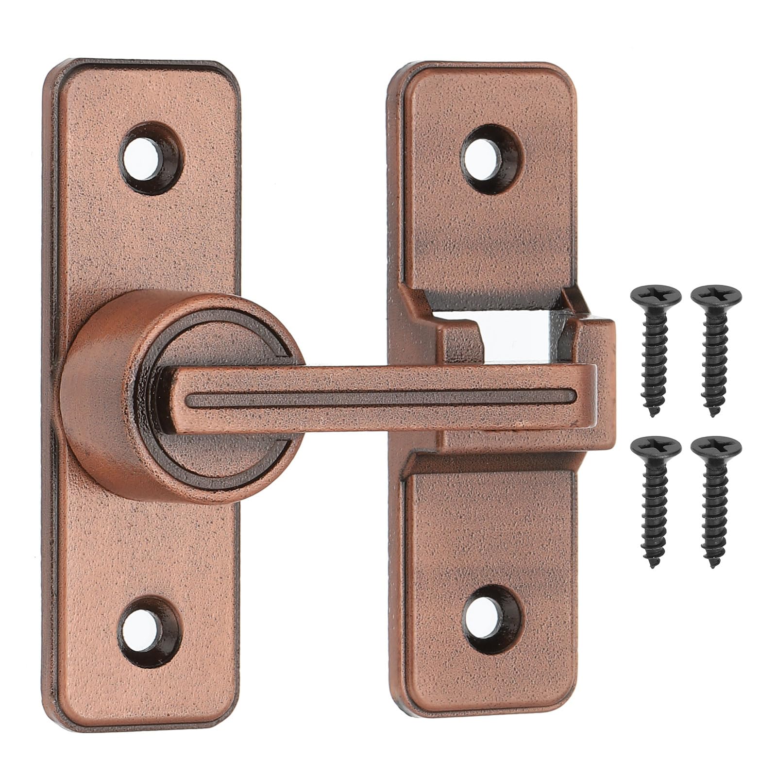 PATIKIL 180 Degree Barn Door Lock, Flip Latches Zinc Alloy Safety Sliding Door Bolt Latch Lock for Garage Bathroom Sliding Swing Open Door, Red Bronze
