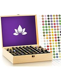 Essential Oil Wooden Box - Oils Storage Case Holds 68 Bottles & Roller Balls. Natural Pine Wood. Large Organizer Best for Keeping Your Oils Safe. Includes Padding and EO Labels