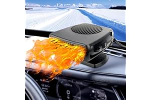 LILITUAN Car Heater,12v Heater for Car,200 Watt Fast Heat Defrost and Defog,Portable Car Heater that Plugs into Cigarette Lighter,with 360° Rotating Base (Black)