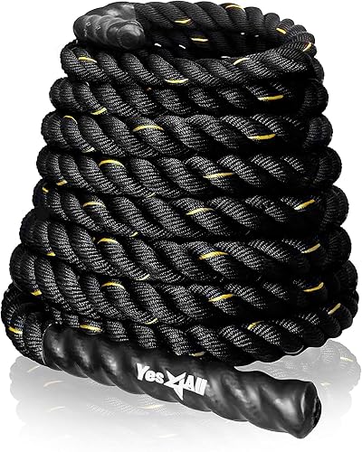 Yes4All Battle Rope 1.5/2 Inch Diameter Poly Dacron 50 ft Cable, Without Anchor