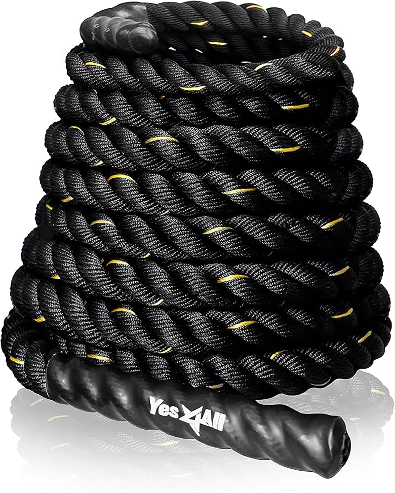 Yes4All Battle Rope 1.5/2 Inch Diameter Poly Dacron 50 ft Cable, Without Anchor
