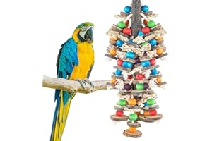 ALYCLIP Bird Chewing Toys Indoor Wooden Blocks Tearing Toys Colorful Logs Grinding Beak Toys 40CM for African Grey Parrots, M