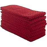 DG Collections Terry Dish Towels, 100% Cotton Kitchen Towels, Set of 8 (15x25 inch) Hand Towels - 400 GSM, Absorbent Terry Cloth Dish Towels for Kitchen, Soft Tea Towels - Red Color