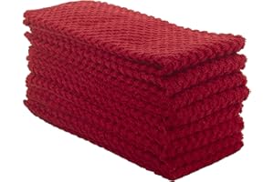 DG Collections Terry Dish Towels, 100% Cotton Kitchen Towels, Set of 8 (15x25 inch) Hand Towels - 400 GSM, Absorbent Terry Cloth Dish Towels for Kitchen, Soft Tea Towels - Red Color