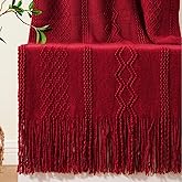 BATTILO HOME Red Throw Blanket for Couch, Soft Decorative Knitted Throw Blanket, Sofa Lightweight Burgundy Throw, 50x60 inches