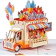Paper Love Happy Birthday Card, 3D Ice Cream Truck Pop Up Birthday Card, For Boys and Kids - 5"x7" Cover - Includes Envelope and Note Tag