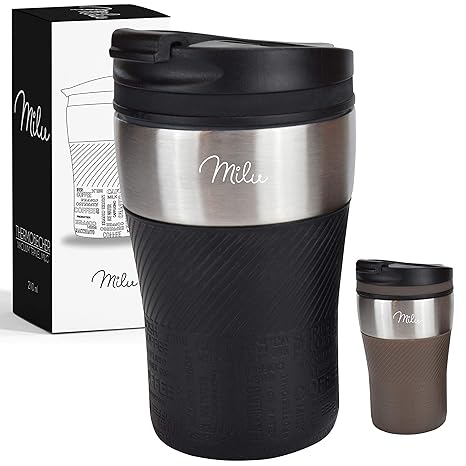 Milu Thermobecher Isolierbecher Kaffeebecher to go - 210ml 100% Auslaufsicher - Trinkbecher aus Edelstahl - Autobecher doppel