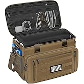 OUUTMEE Tactical Carrying Bag Compatible with PS5/PS5 Pro/PS5 Slim Console, Travel Console Carry Case with Multi-Pockets for 15.6" Laptop, Controllers, Discs and More Accessories