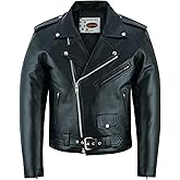 Daniel Smart Men Motorcycle Faux Leather Jacket - Black Economy Zip Up Moto Biker Jacket with Plain Side and Multiple Pockets