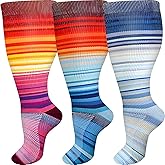 ZFiSt Plus Size Compression Socks Wide Calf for Women Men,Sport Compression Stocking Nurse Socks