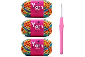 Sekafris Crochet Yarn with Cotton Yarn for Crocheting - Crochet Knitting Yarn for Beginners with Easy-to-See Stitches - Yarn for Crocheting - Parfait Chunky Yarn -Cotton-Nylon Blend (Rainbow)