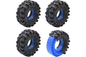 HOPLEX Super Large Soft 1.0 Inch Tire 57 * 25mm Muddy Swamp Tire with Blue Silicone Rubber Inserts for TRX4M SCX24 1/18 1/24 RC Crawler Car Upgrade