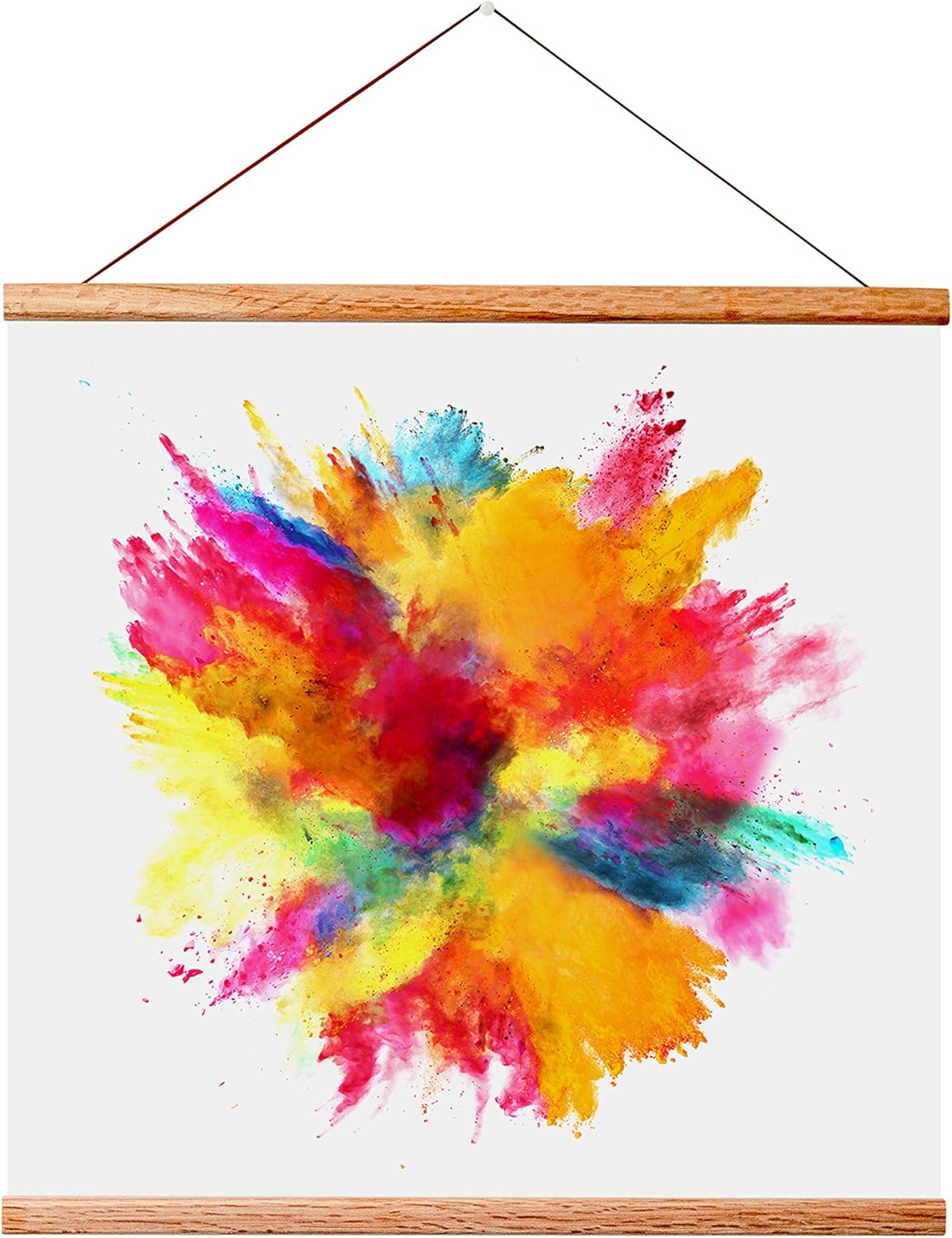 Landmass 12” Wide Magnetic Poster Hanger Frame - 12x12 12x16 12x18 12x24 12x36 - Teak Wood Frame for Posters, Prints, Photos, Pictures, Maps, Scrolls, and Artwork - Wall Hanging Wooden Frame