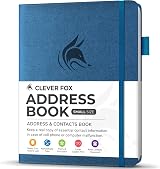 Clever Fox Address Book with Alphabetical Tabs PU Leather Mystic Blue 10.5x14cm