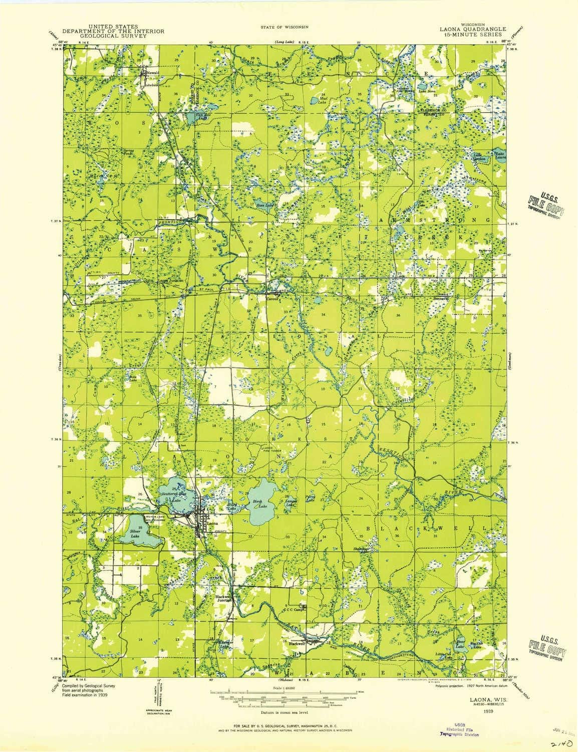 YellowMaps Laona WI topo map, 148000 Scale, 15 X 15