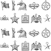 KitBeads 100pcs 10 Styles American Tibetan Star Flag Independence Day Patriotic Tibetan Eagle Liberty USA Charms for Jewelry Making Bulk