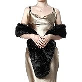Geyoga Faux Fur Shawl for Women Fluffy Collar Scarf Wrap Winter Warm Shrug for Bridal Bridesmaid 1920s Valentines Party