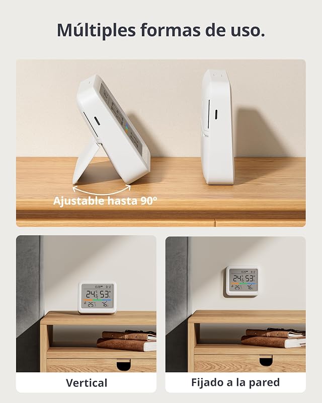Bluetooth Estación Meteorológica para Hogar Sensor Exterior Inalámbrico, Monitor Temperatura/Humedad con Fecha y Previsión Meteorológica, 120m Bluetooth, Archivo de Datos Gratis Exportar