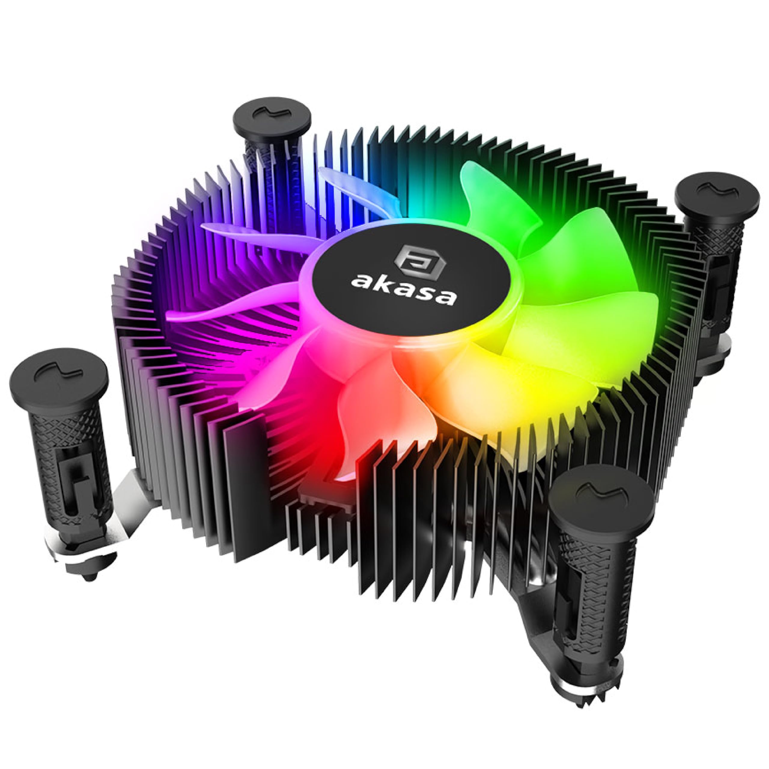 Akasa Vegas Chroma iLG, aRGB Aluminium Intel® LGA1700&1851 Mini-ITX Low-Profile Cooler, 29.9mm CPU Cooler Supports up to 73W TDP, Suitable for Mini-ITX & HTPC case, Tool Free Push-pin, AK-CC6615BP01