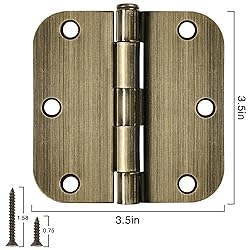 TDCHINGES 3 Pack Antique Brass Door Hinges 3.5 Inch