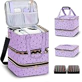 DHXYZZB Nail Polish Organizer Storage Bag - Holds 84 Bottles (15ml/0.5fl.Oz) &amp; Manicure Tools &amp; UV Lamp, 3 Layers Detachable PU Leather Nail Kit Storage Case, Large Travel Nail Supplies Shoulder Bag
