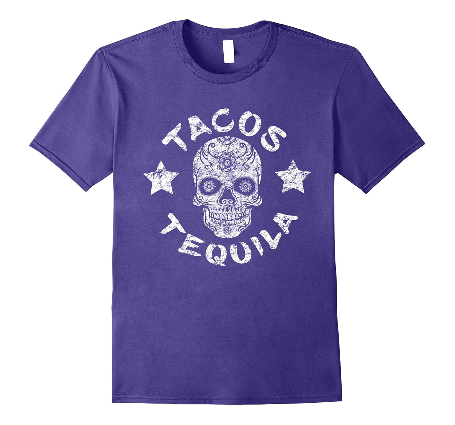 Day Of The Dead Tacos Tequila Halloween Sugar Skull T-Shirt-ANZ
