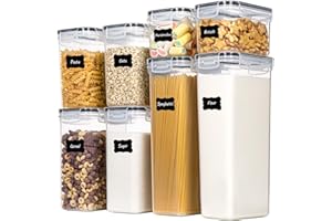 CHEFSTORY Airtight Food Storage Containers with Lids, 8 PCS Plastic Storage Containers for Kitchen & Pantry Organization and Storage,Dry Food Canisters for Flour, Sugar and Cereal