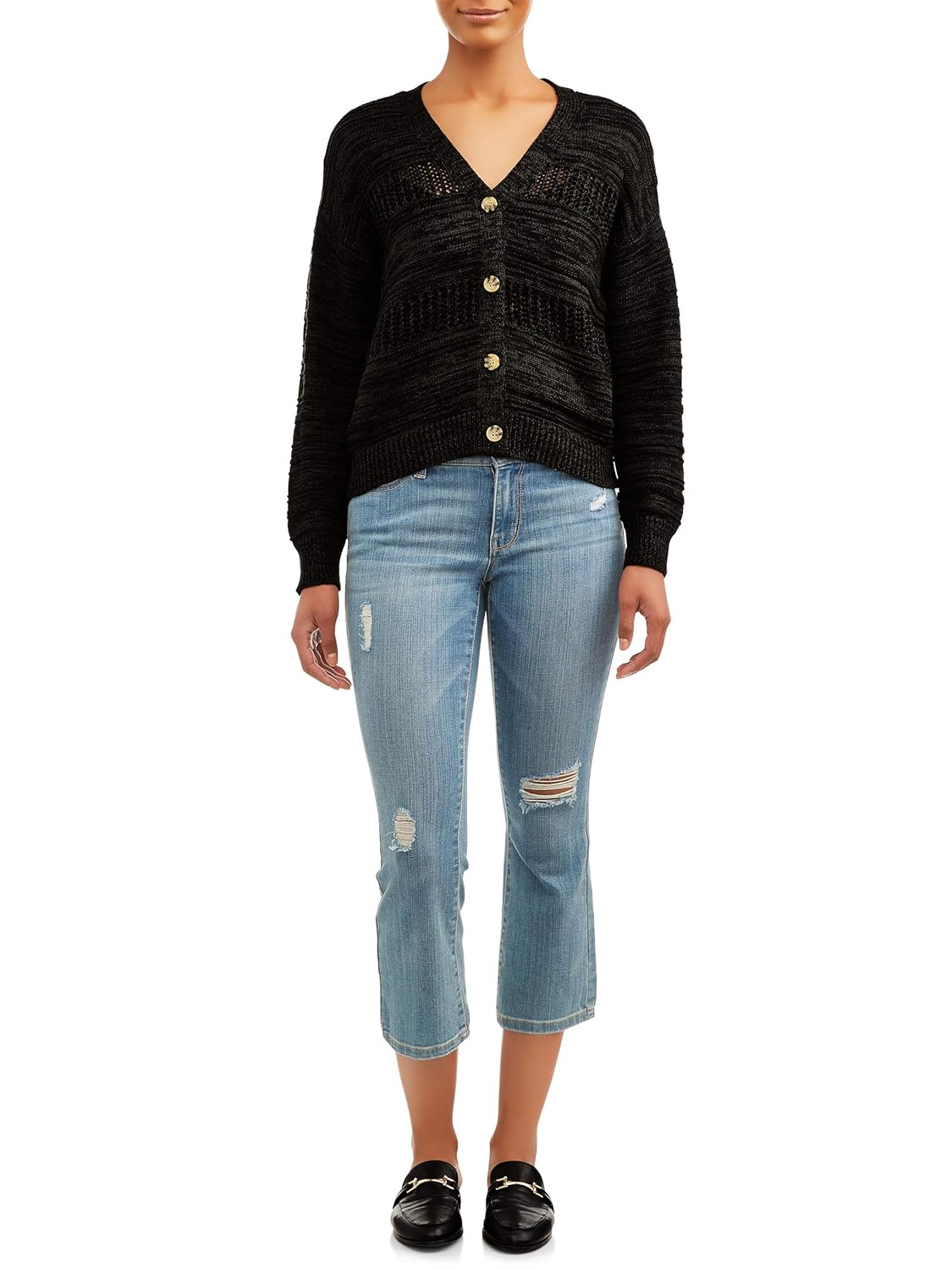 time and tru pointelle cardigan