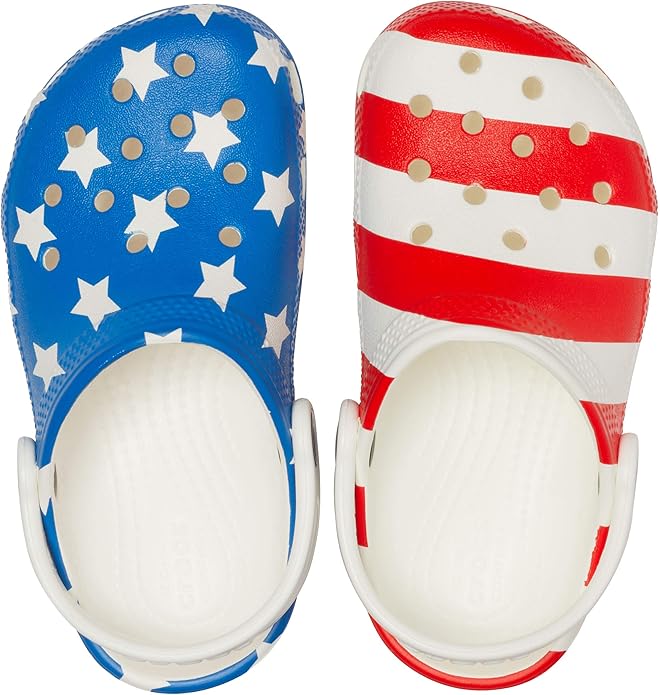 Amazon.com | Crocs Kids' Classic American Flag Clog, White/Multi, J6