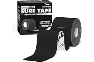 ALBATROSS HEALTH NEW ENGLAND Sure Tape Original Cotton Elastic Kinesiology Tape Roll Therapeutic Athletic Tape Latex Free, 20 Precut, 10” Strips