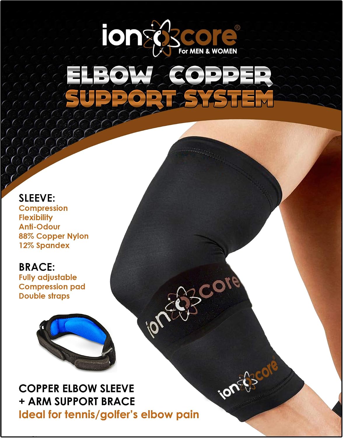 ionocore Tennis & Golf Elbow Support Protection System for Men & Women