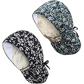 IRIS CRAFT Adjustable Cotton Scrub Cap with Button, Cotton-Lined Working Cap Sweatband, Elastic Bandage Tie Back One Size