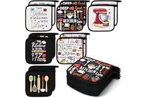 Bencailor 12 Pcs Pot Holders with Pocket Kitchen Hot Potholders Hot Pad Oven Mitts Cookie Bag Oven Gloves for Kitchen Gift Baking Cooking(Black and White,Farmhouse)