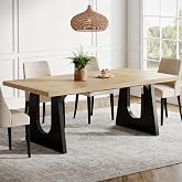 Tribesigns Large Dining Table for 6-8 People, 70.9-Inch Wood Rustic Rectangular Table with Black Wooden Legs, Farmhouse Center Kitchen Table for Dining Room, Living Room, Home Furniture, Oak and Black