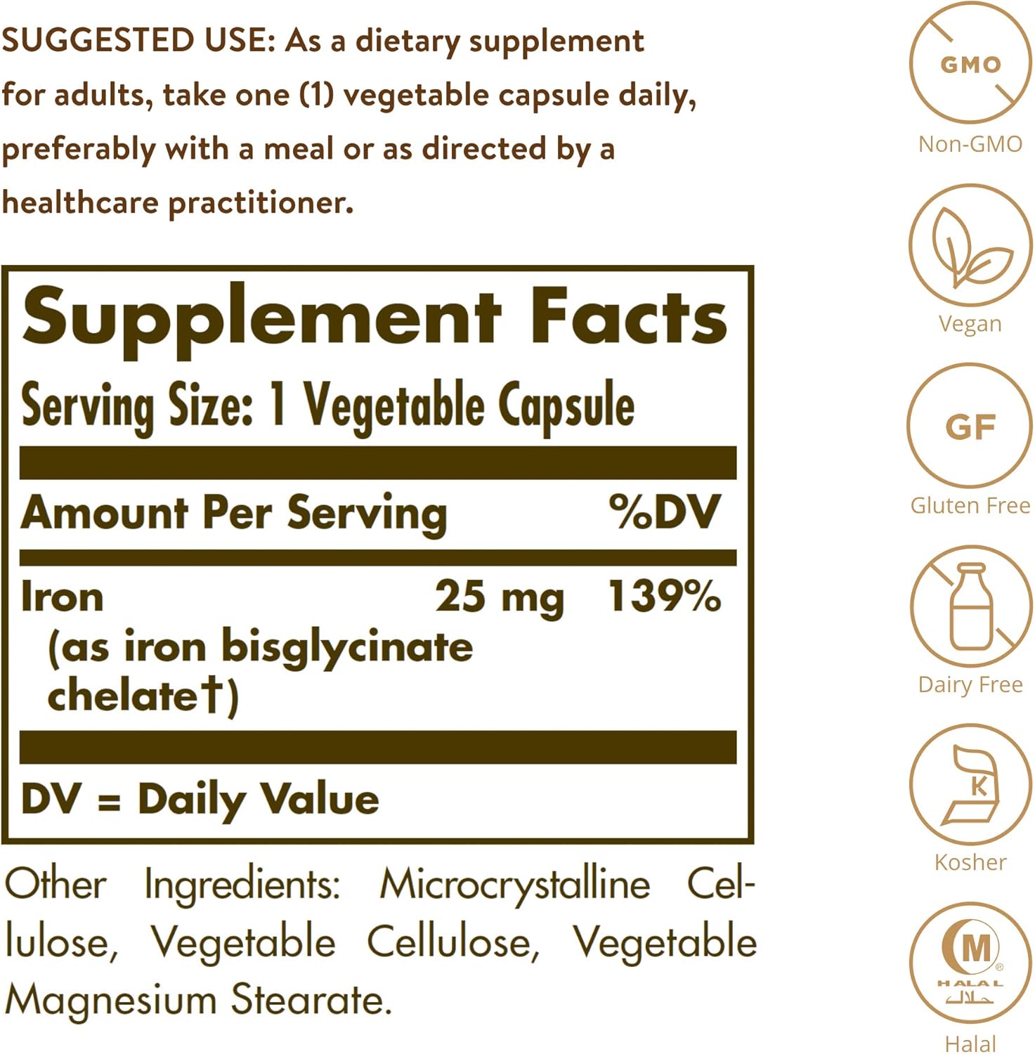 Solgar Gentle Iron, 180 Vegetable Capsules - Ideal for Sensitive Stomachs - Non-Constipating - Red Blood Cell Supplement - Non GMO, Vegan, Gluten Free, Dairy Free, Kosher - 180 Servings: Health & Personal Care
