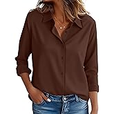 CBOO Women's Stain-Resistant Shirts Wrinkle Free & Non Iron Long Sleeve Button Down Blouse Office Tops