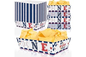 WIQEDOHA Rookie of The Year 1st Birthday Decorations - 50 Pack Baseball Party Supplies Set With Disposable Boats, Paper Food Serving Tray for Baseball Themed First Birthday Party