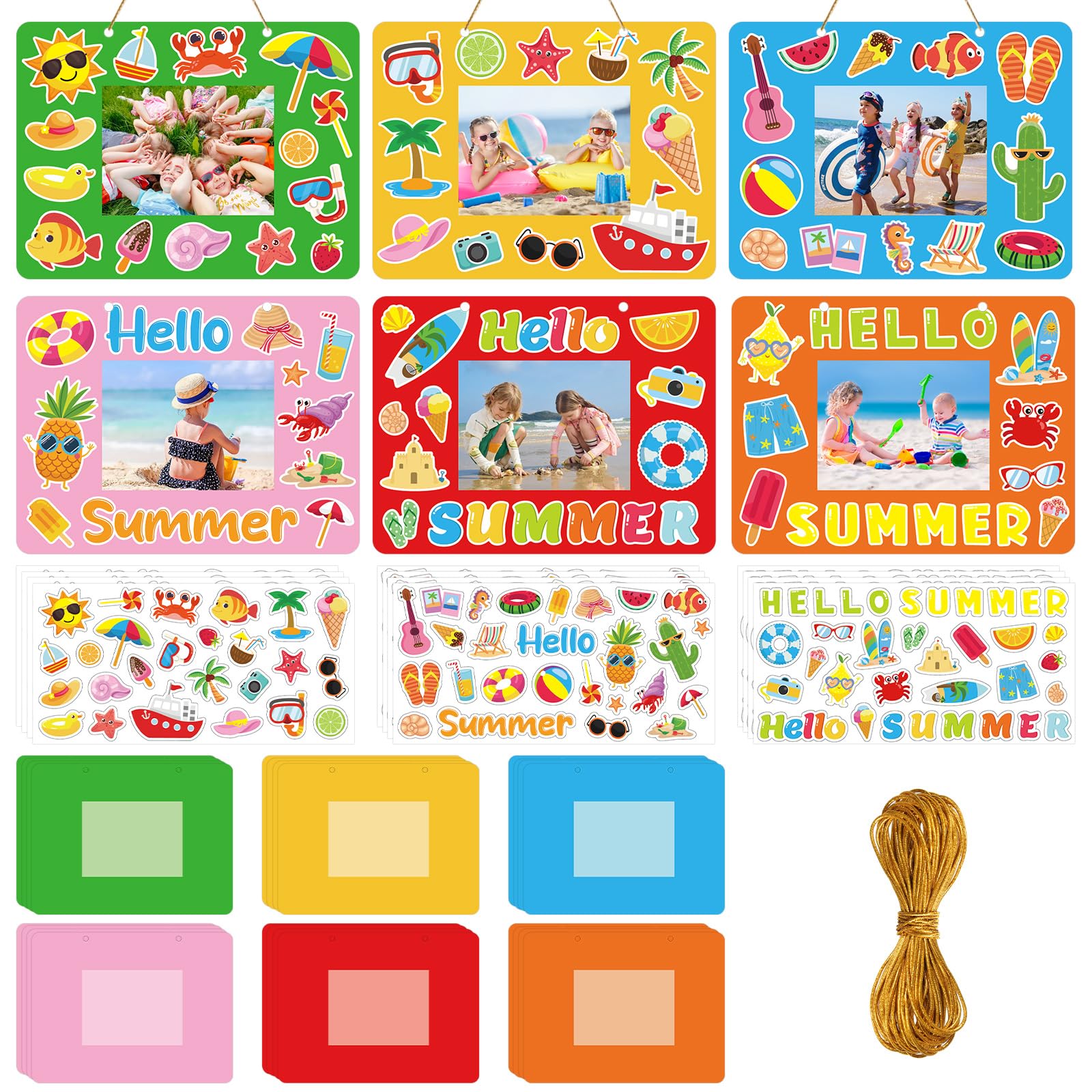 Photo 1 of Sereliy 24 Packs Summer Picture Frame Craft Kits Beach DIY Stickers Crafts for Party Decoration Favor Home Classroom Game Activitie (Summer)