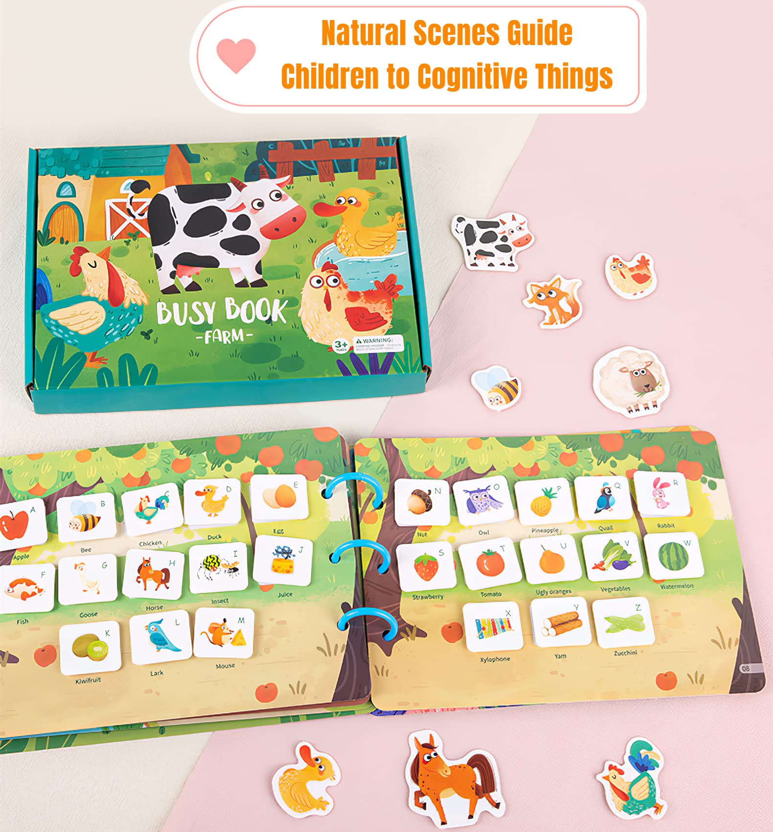 2 Pack DIY Montessori Busy Book for Toddlers, Montessori Quiet Book for Kids, Farm Dinosaur Preschool Learning Activities Learning & Education Toys