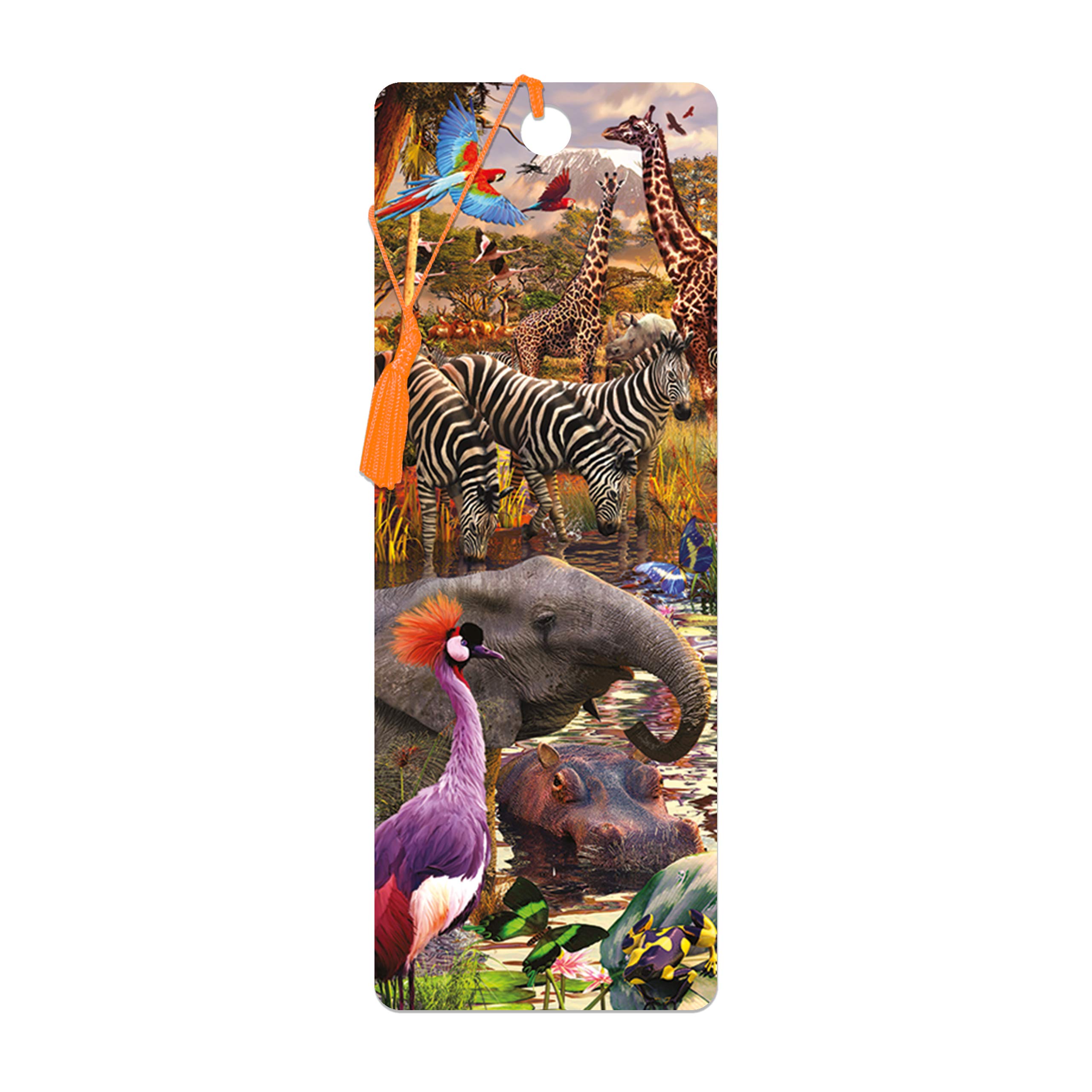 3D LiveLife Bookmark - Waterhole from Deluxebase. A Wild Animal Bookmark with lenticular 3D Artwork Licensed from Renowned Artist David Penfound