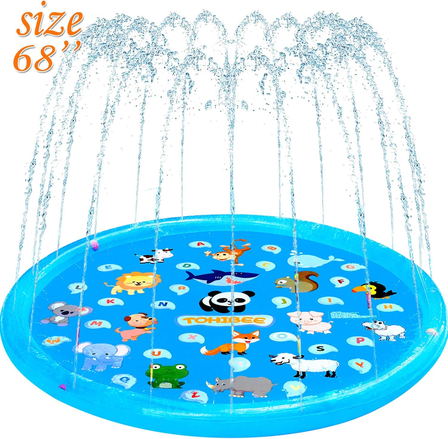 TOHIBEE Splash Pad, Sprinkler for Kids & Baby Pool, 68'' Outdoor Water Toys Wading Pool for Learning,Children Splash Play Mat Swimming Pool Summer Sprinkler Toys for Toddlers and Boys Girls: Toys & Games