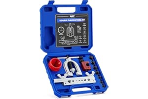 Orion Motor Tech Flaring Tool Kit, 11 pc. Flare Tool Kit for 45° Single Double Flares with 7 Adapters, Brake Flare Tool with Tube Cutter Deburring Tool for Hydraulic System, Copper Tubing Flare Kit