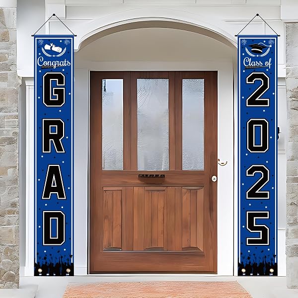 Blue Grad Photo Banner – 'Best Is Yet To Come' Graduation Decor, DIY Picture Display, 14 Holders For 4x6 Photos - View #2