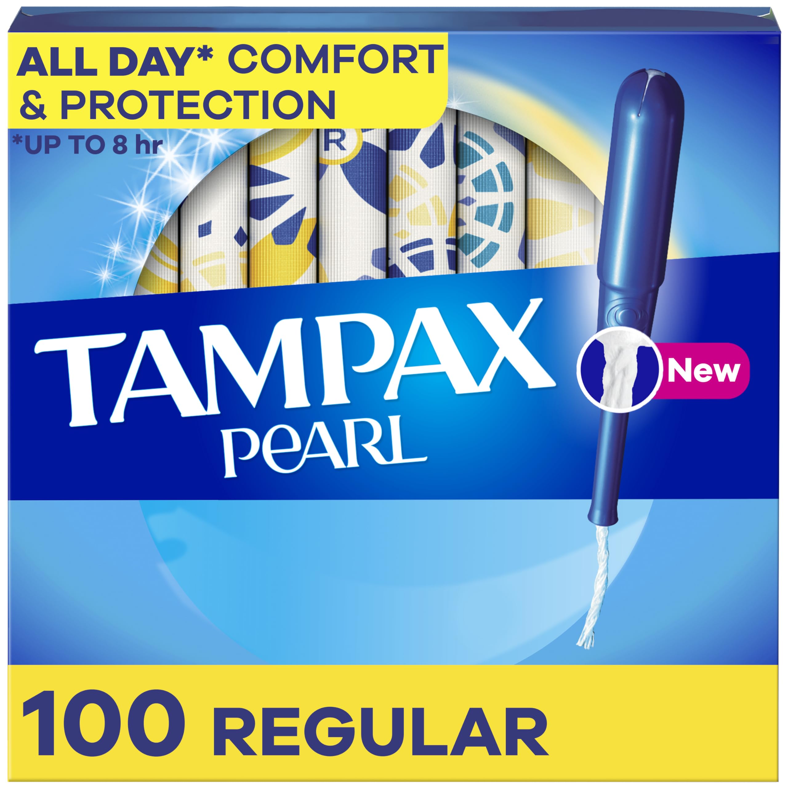 Photo 1 of Tampax Pearl Tampons, with LeakGuard Braid, Regular Absorbency, Unscented, 100 Count (2 Packs of 50)